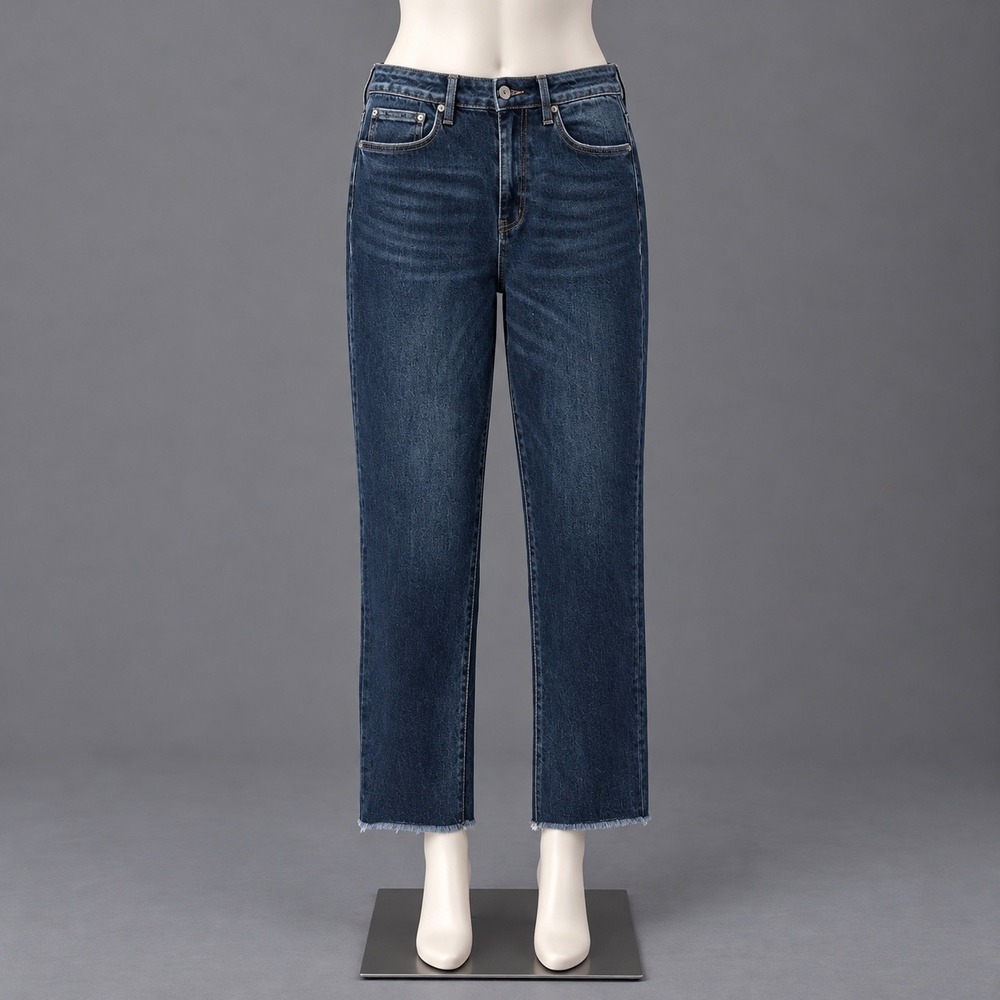 Vervet Jeans Womens Size 29 Dark Blue High Rise Straight Leg Raw Hem W28